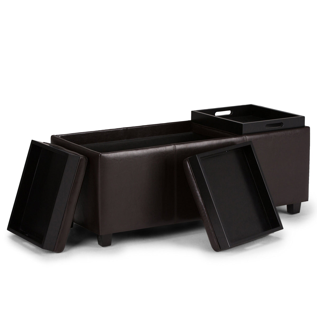 Avalon 48" Wide Vegan Leather Storage Ottoman in Grey