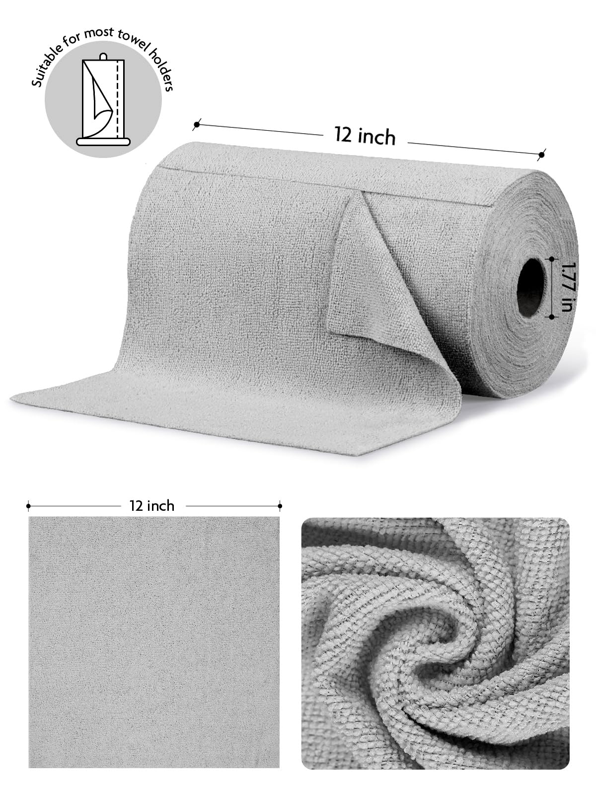 Microfiber Cleaning Cloth Roll (75 Count)