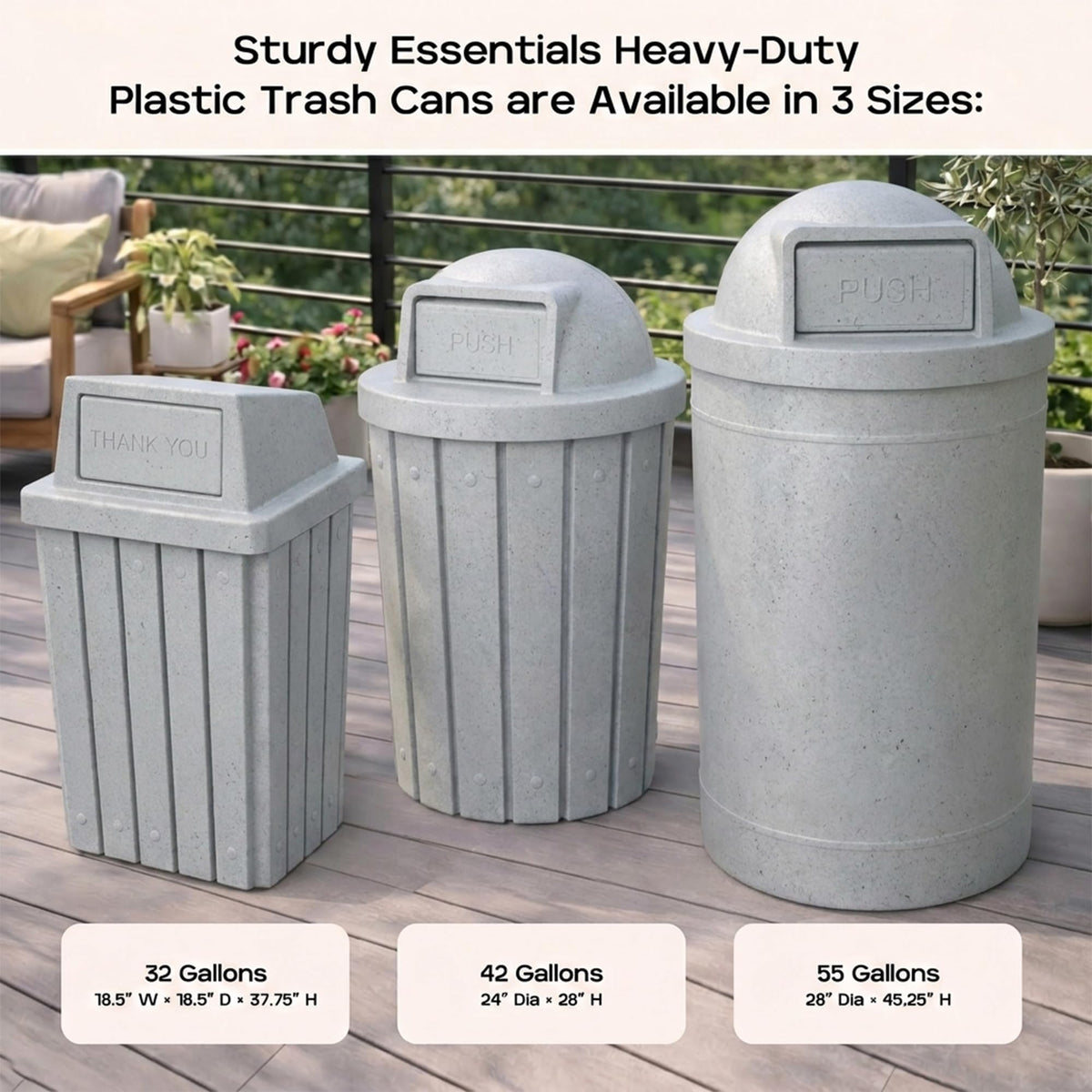 Campus Collection 32 Gallon Commercial Trash Can with Lid