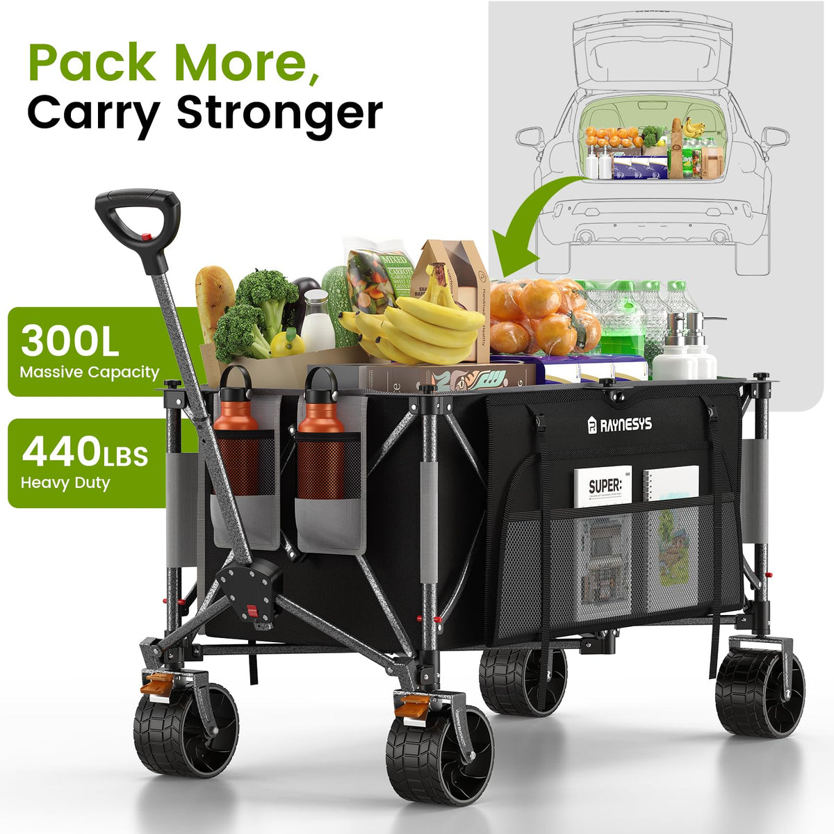 300L Collapsible Wagons Cart with Wheels Foldable