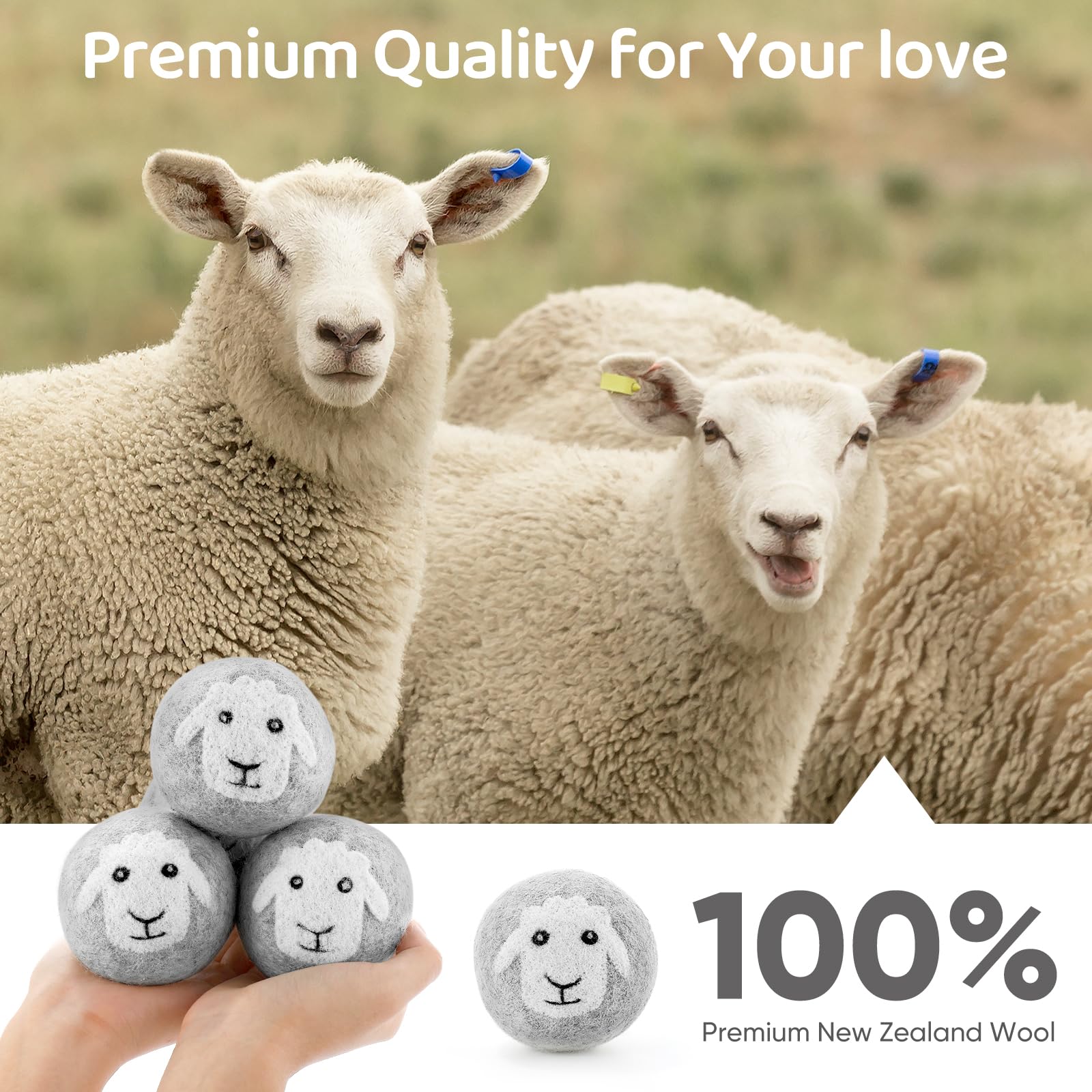 Wool Dryer Balls 6 Pack (6 Count)