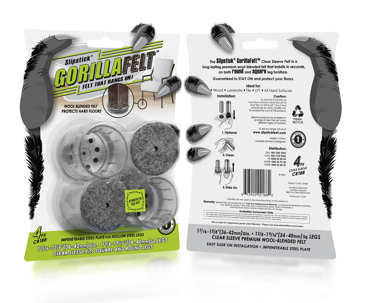 GorillaFelt Chair Leg Floor Protectors for Hardwood Floors