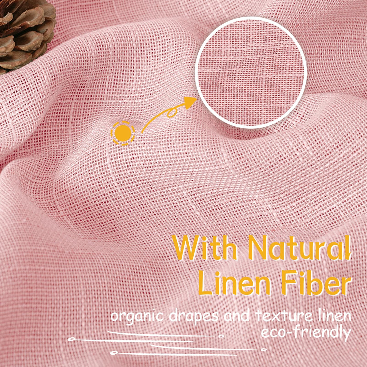 Light Pink Linen Kitchen Curtains 40 Inches Long (2 Count)