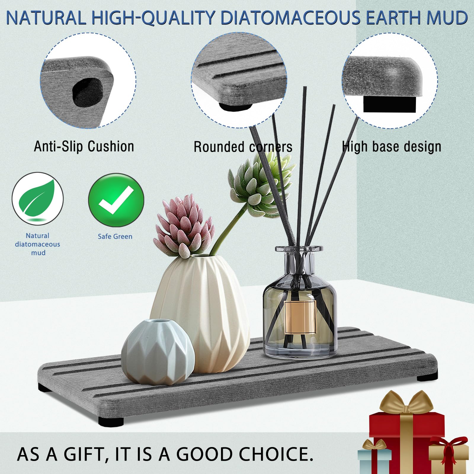 2PCS Water Absorbing Stone Tray (2 Count)