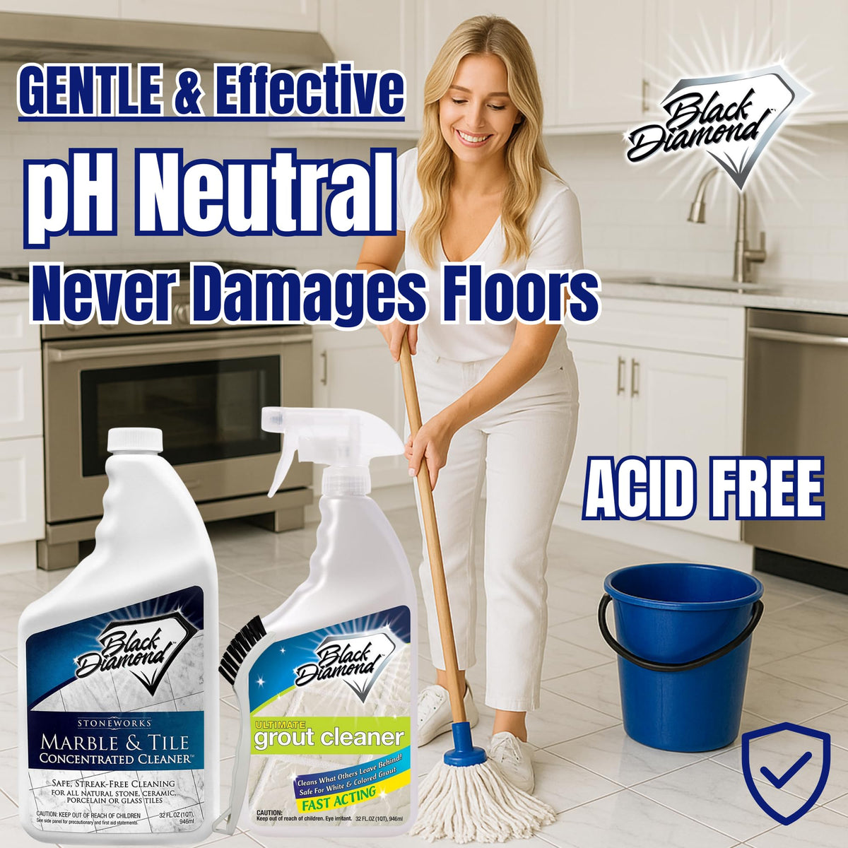 Ultimate Grout Cleaner with Brush + Marble & Tile Cleaner (64 Fl Oz)