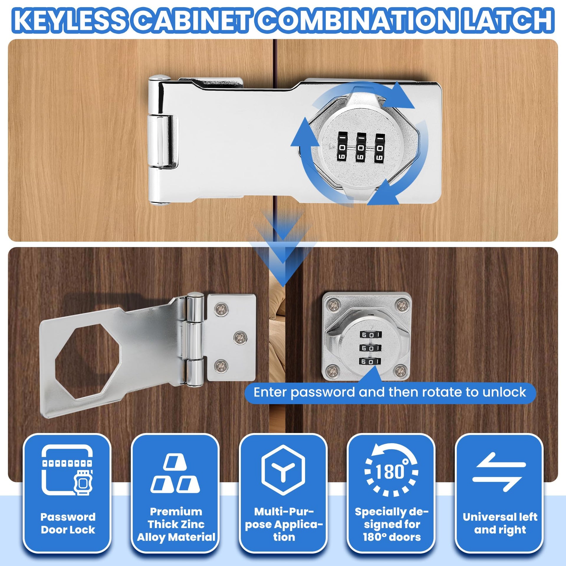 Keyless Cabinet Lock with Combination Code (2 Count)