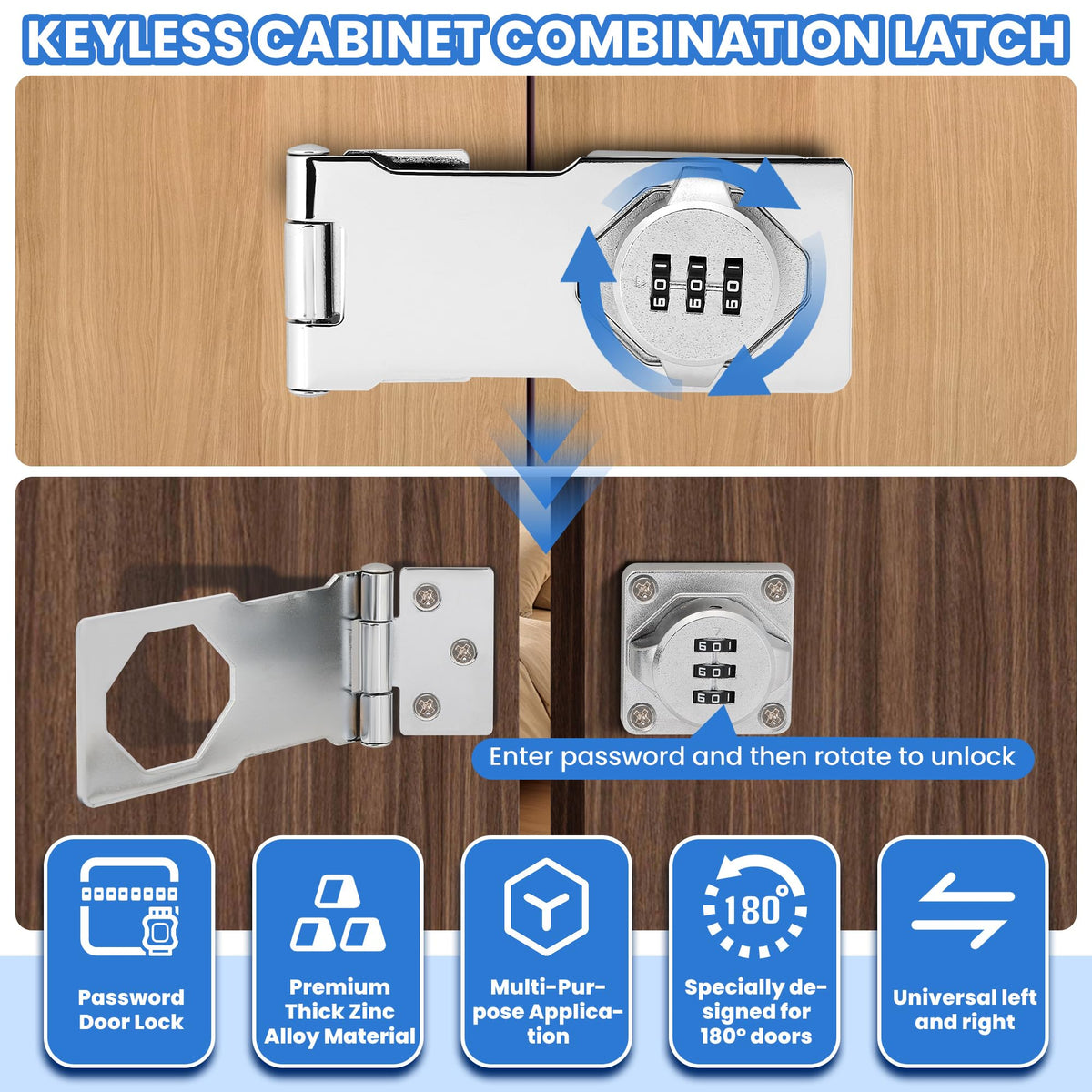 Keyless Cabinet Lock with Combination Code