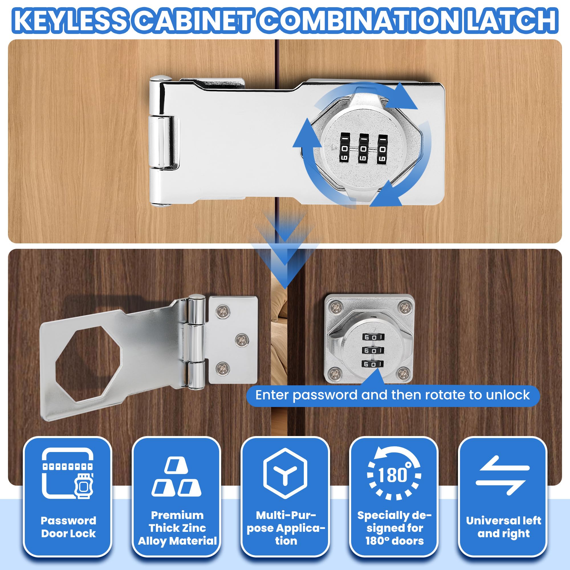 Keyless Cabinet Lock with Combination Code