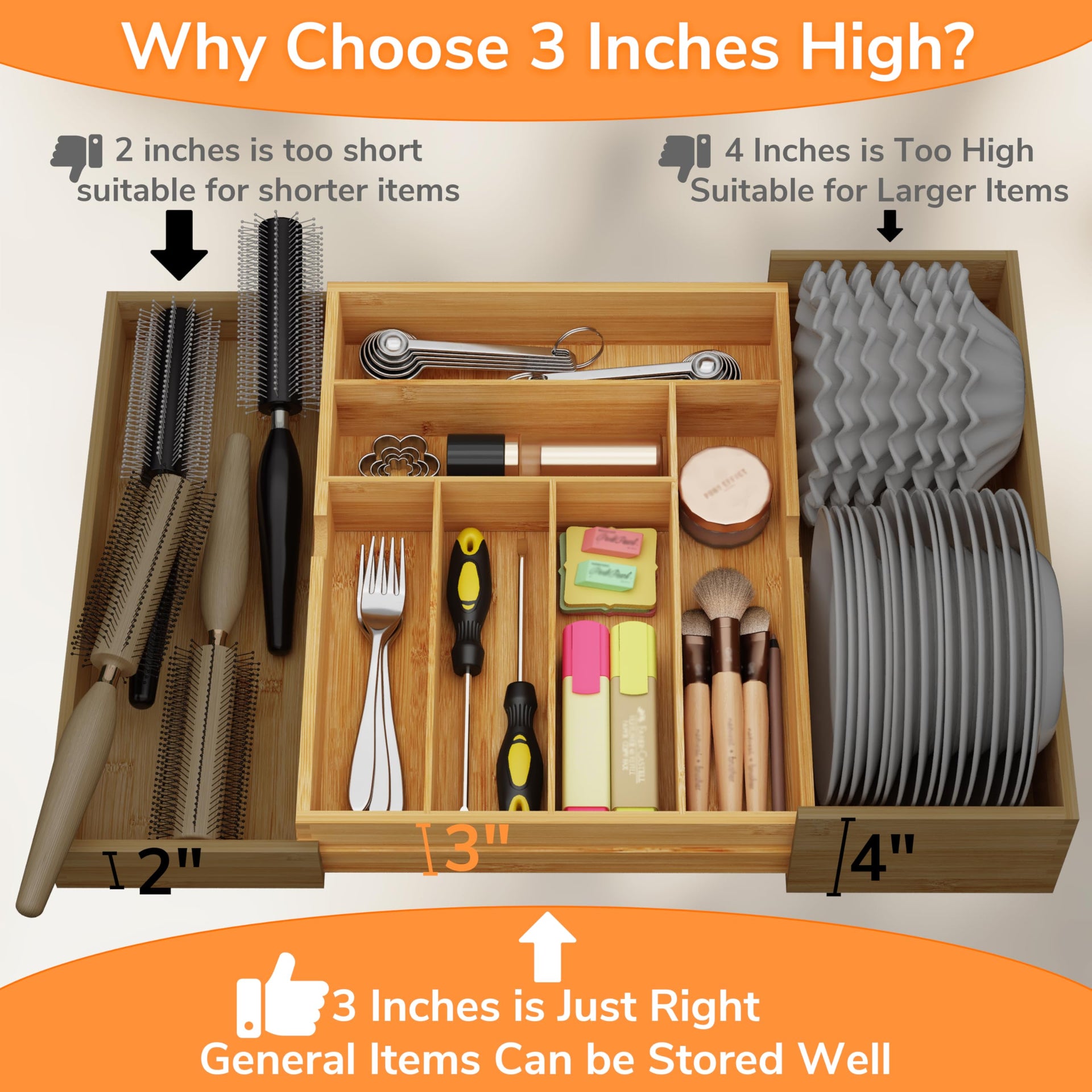 3" Deepth Expandable Drawer Organizer