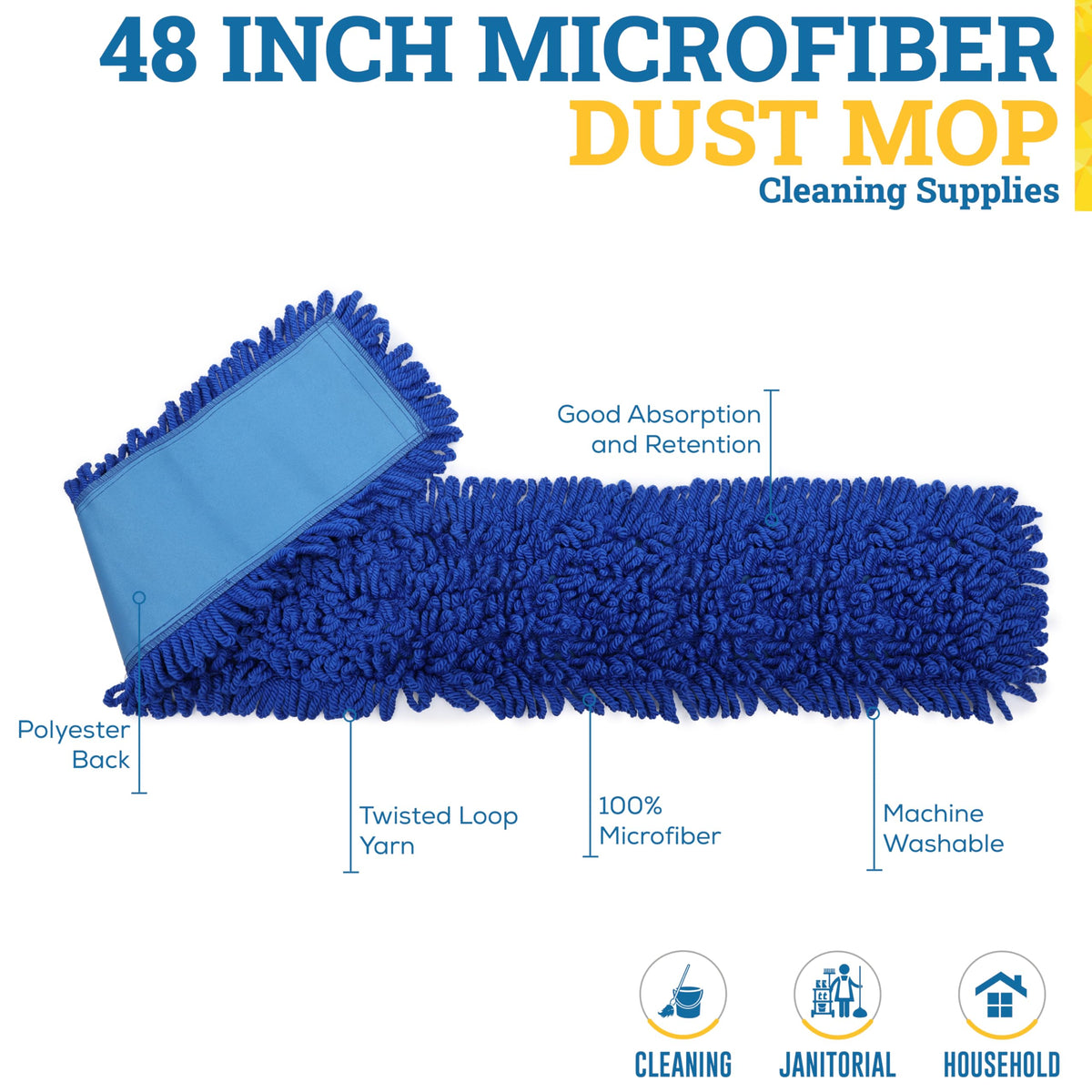 48" Microfiber Dust Mop Head Replacement (3 Count) - ModHome Supplies