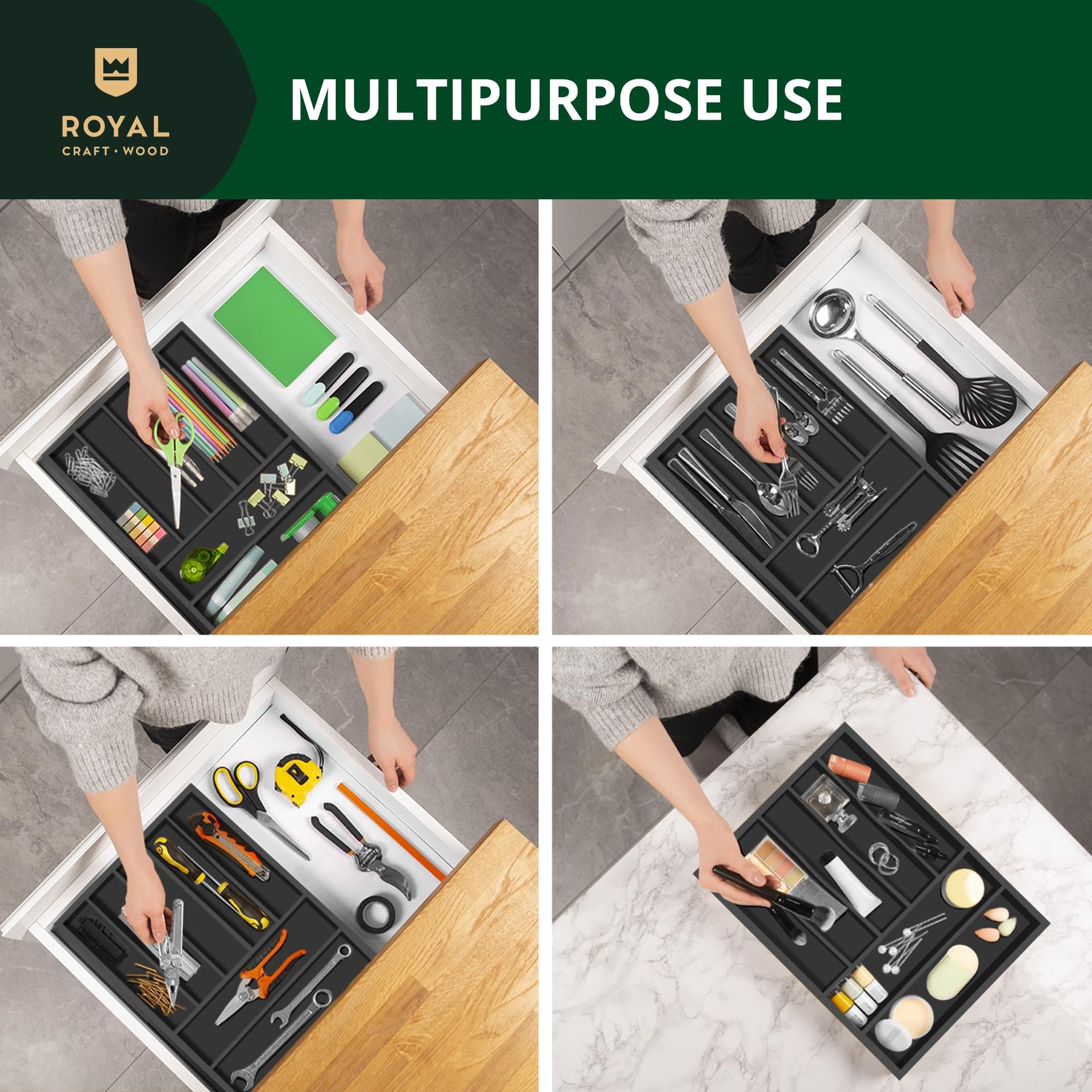Luxury Bamboo Kitchen Drawer Organizer