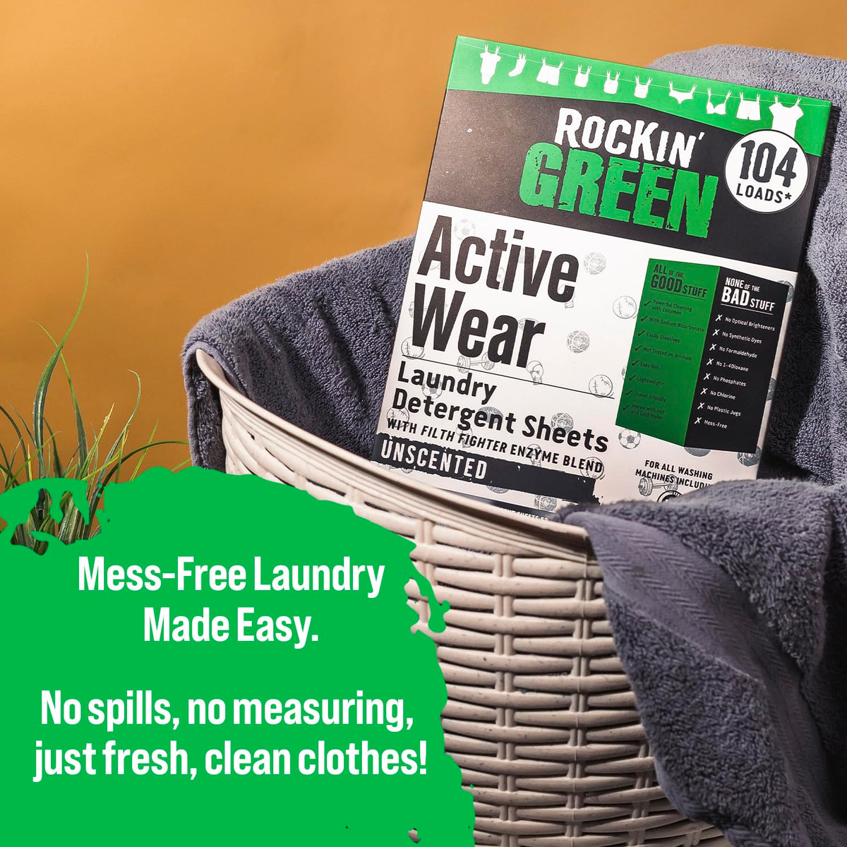Active Wear Laundry Detergent Sheets Unscented 104 Loads (104 Count)