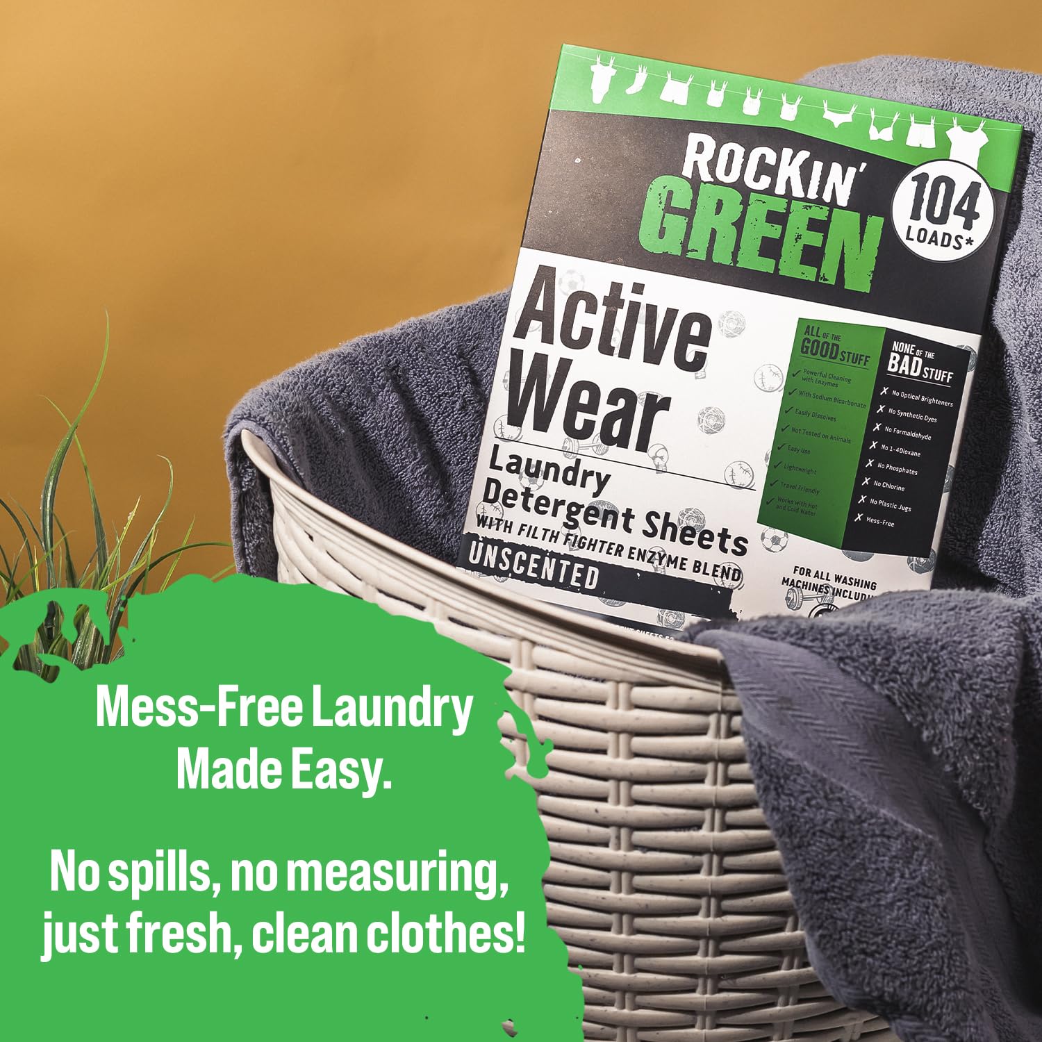 Active Wear Laundry Detergent Sheets Unscented 104 Loads (104 Count)