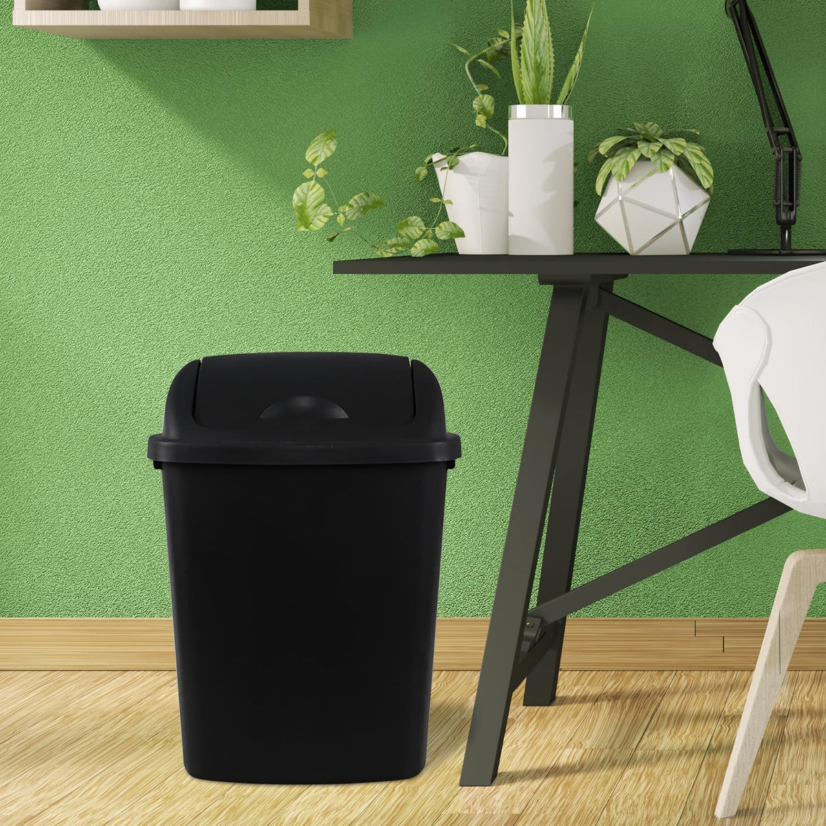 6 Gallon Plastic Flip Lid Trash Can (4 Count)