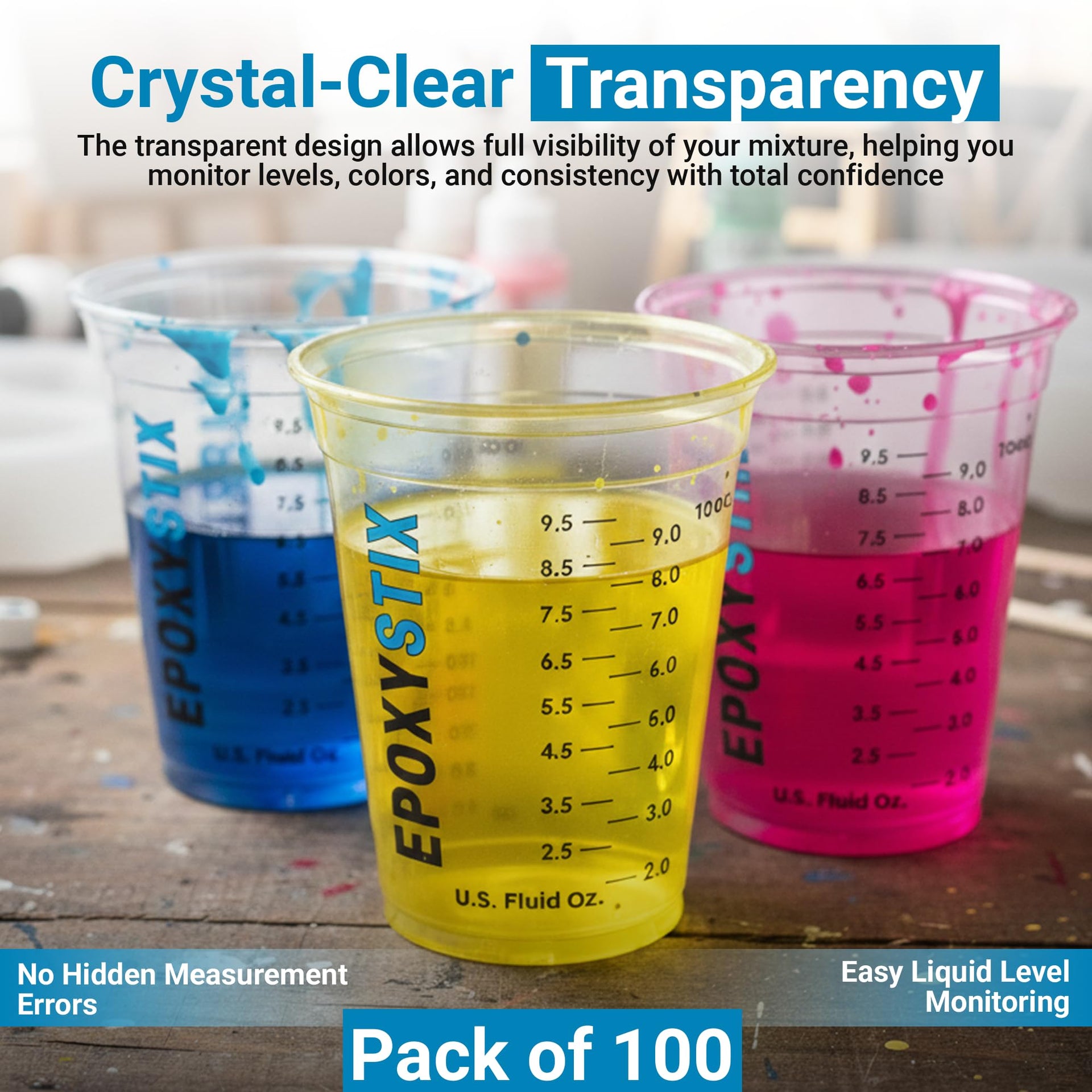 100 Pack] NEW SIZE 12oz Graduated Mixing Cups