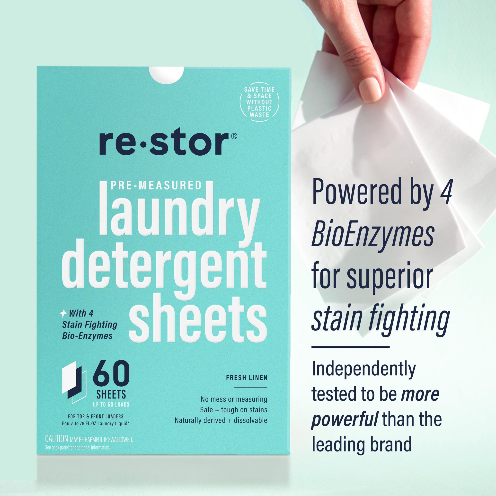 restor Laundry Detergent Sheets Fresh Linen 60 Loads (60 Count)