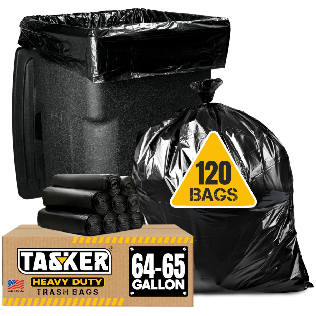 65 Gallon Trash Bags Heavy Duty (120 Count)
