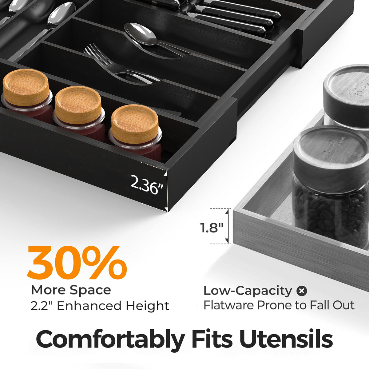 Bamboo Silverware Drawer Organizer