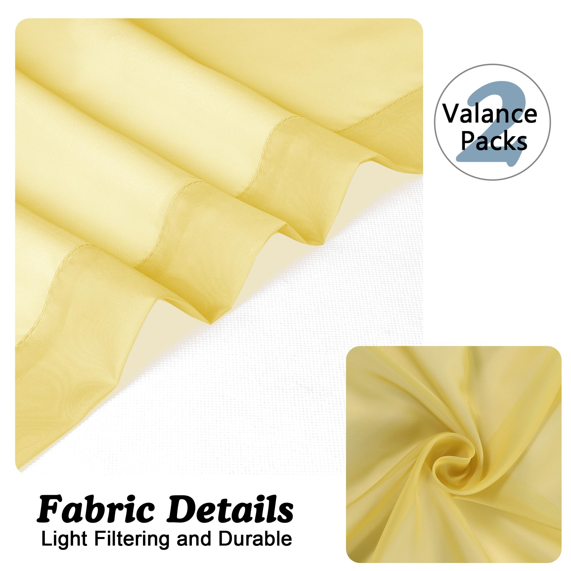 Mustard Yellow Sheer Valances for Windows (2 Count)