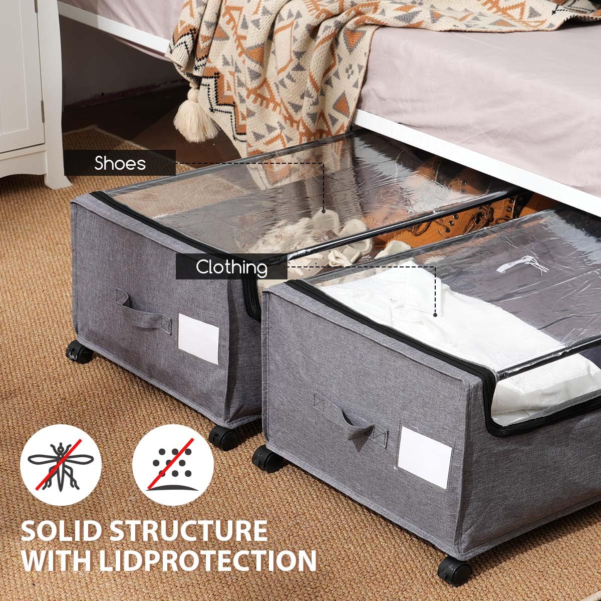 Under Bed Storage with Wheels High Size for Shoe Clothing Storage
