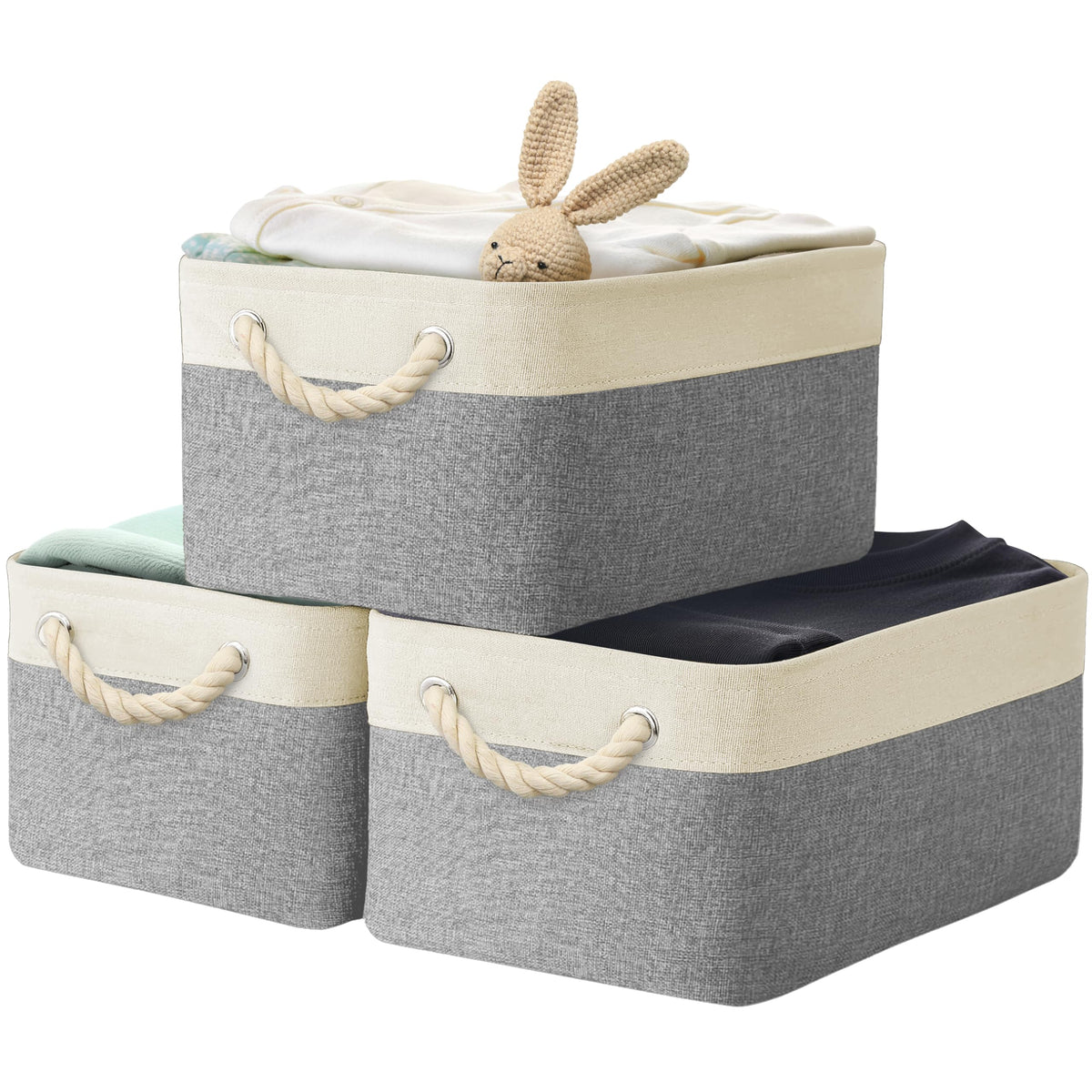15.7" x 12" Wide & Low Fabric Storage Bin (3 Count)