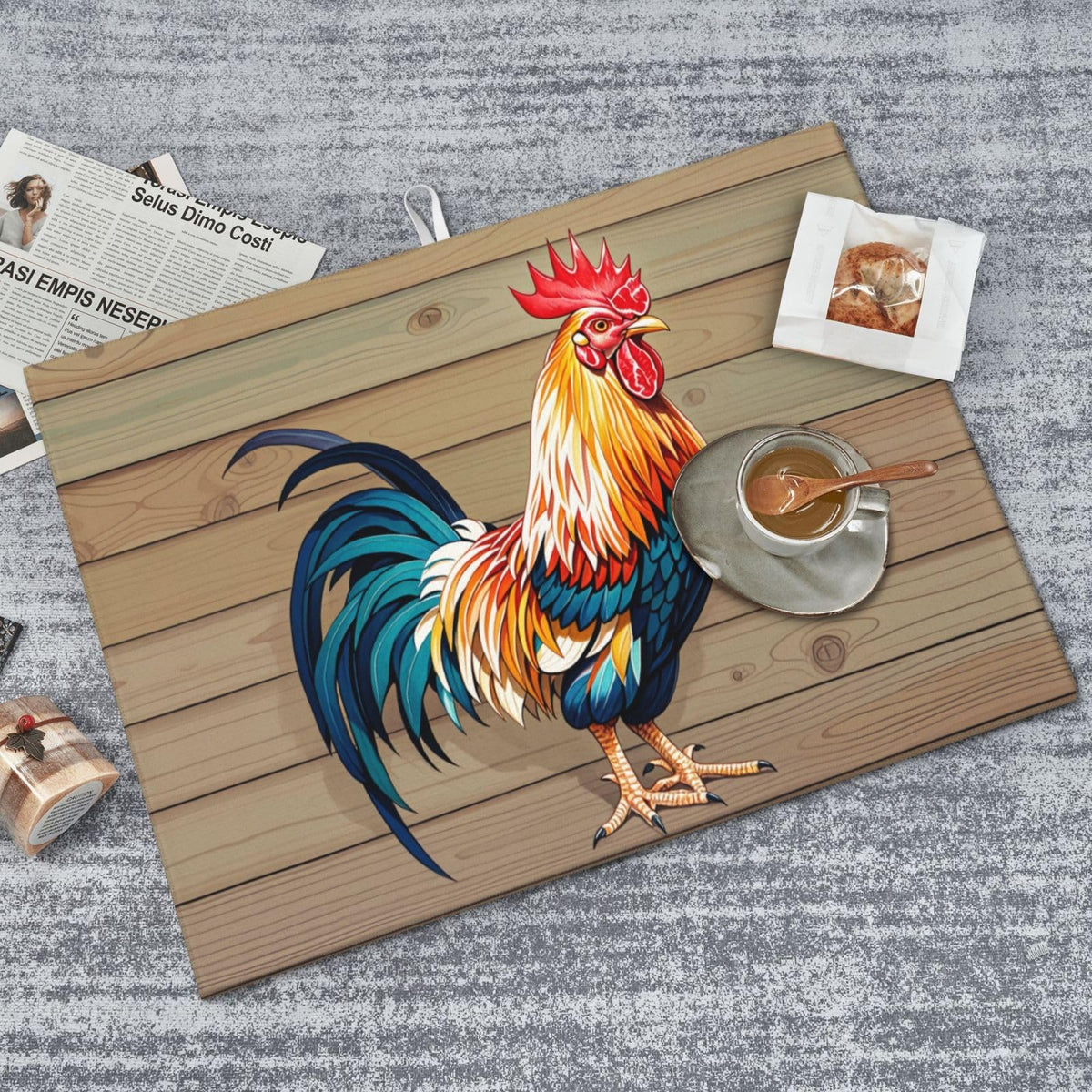 Rooster Dish Drying Mat Highly Absorbent Double