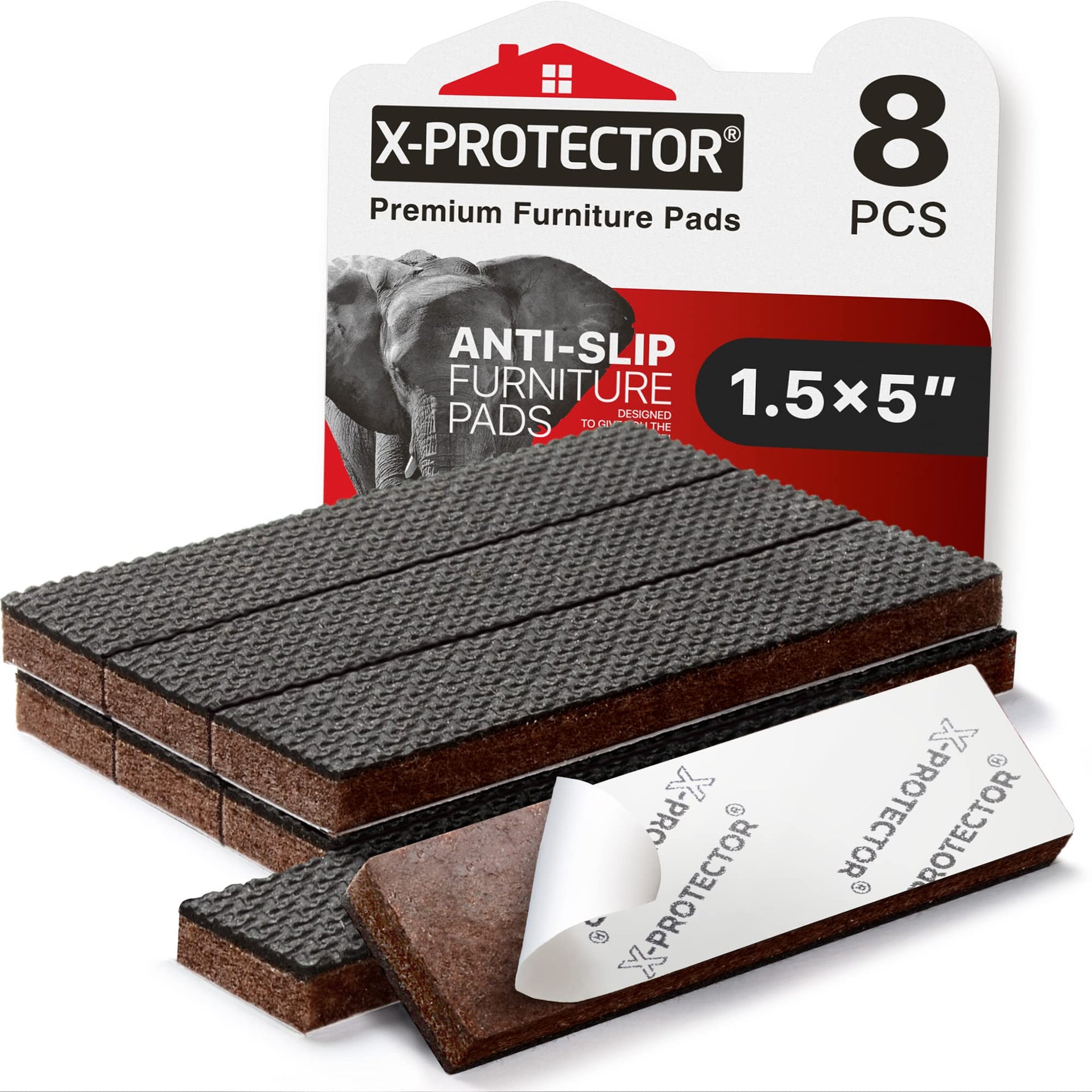 Non Slip Furniture Pads 8 PC 1.5”x 5” Rubber Furniture Grippers (8 Count)