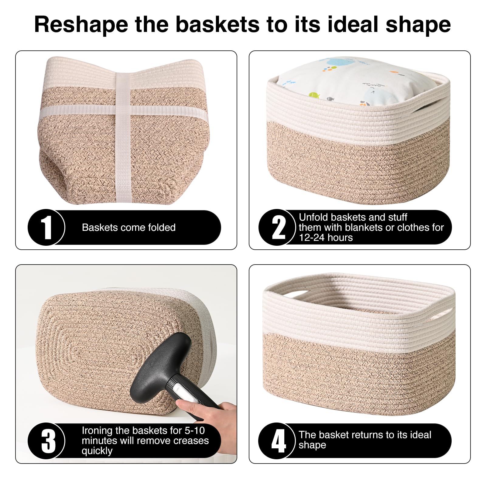 Storage Baskets for Shelves (4 Count)