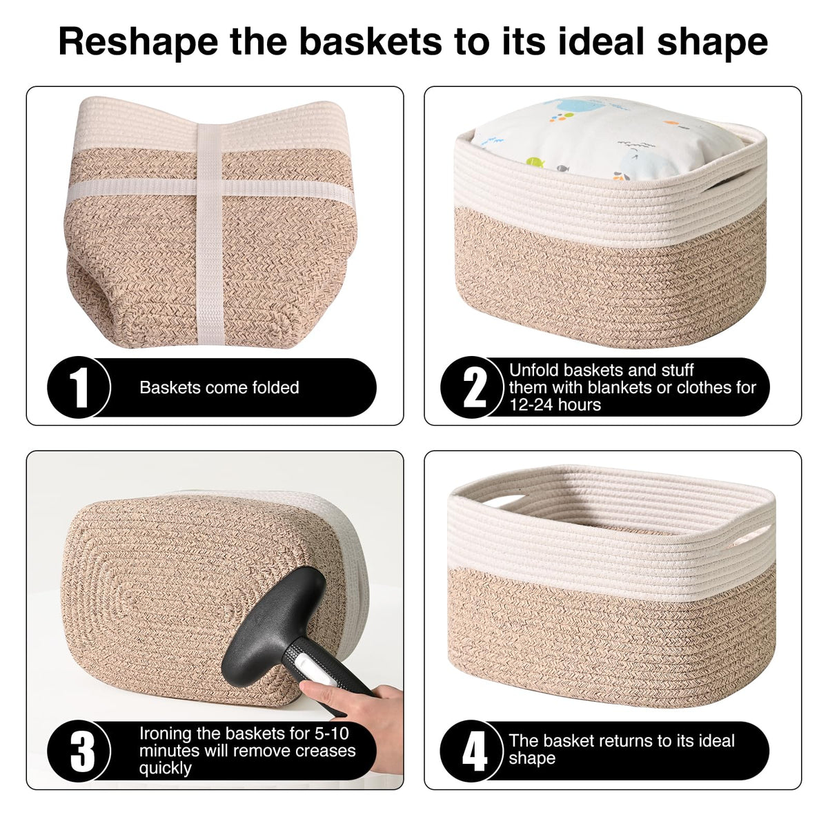 Storage Baskets for Shelves (4 Count)