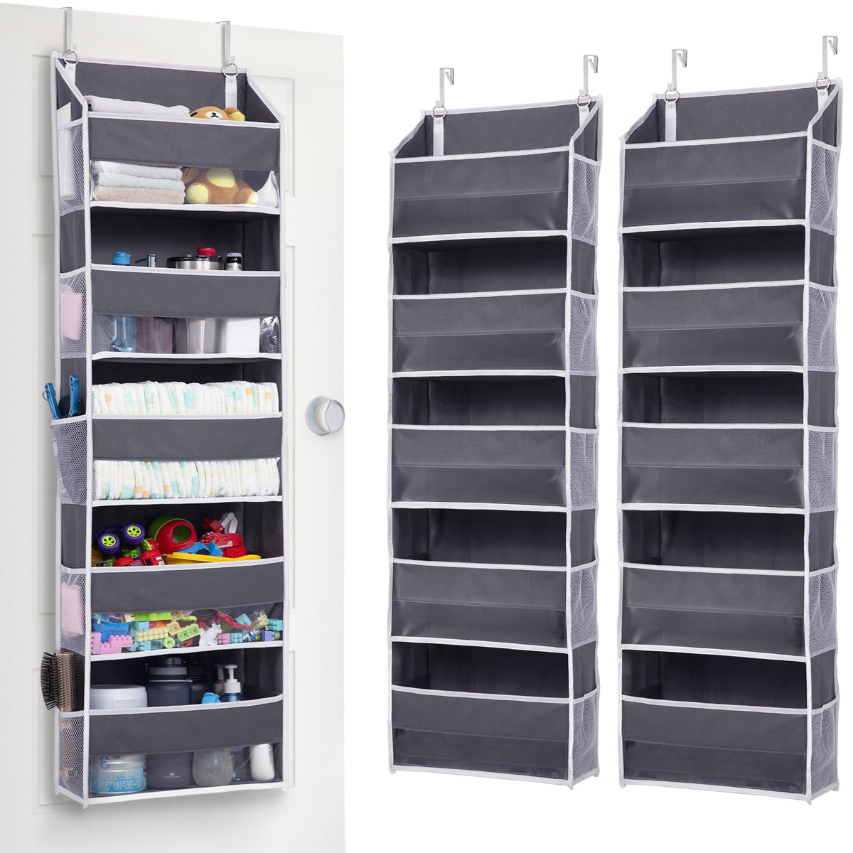 2 Pack 5 tier Over the Door Organizer Dark Gray (2 Count)