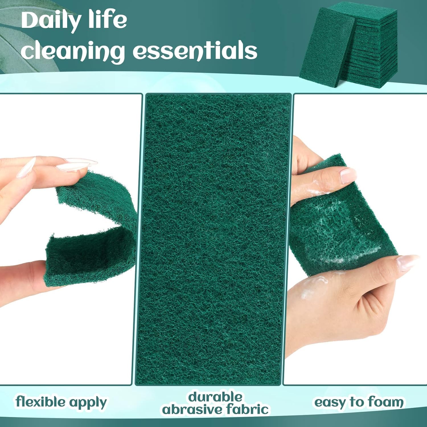 150 Pcs Non Scratch Scouring Pads for Kitchen Dish