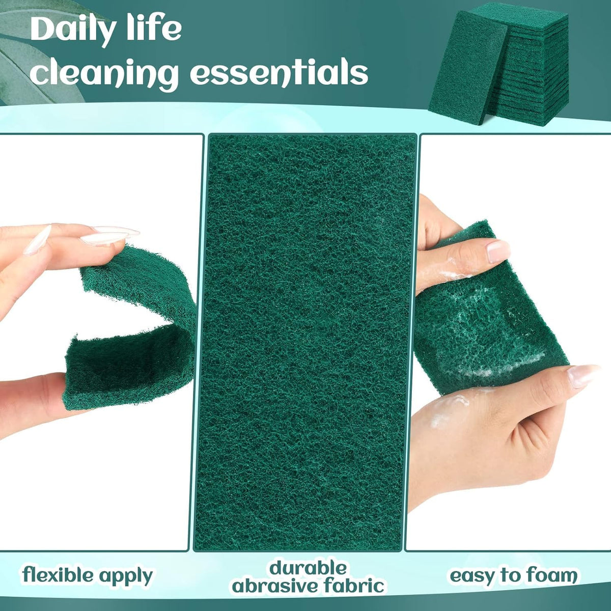 50 Pcs Non Scratch Scouring Pads for Kitchen Dish