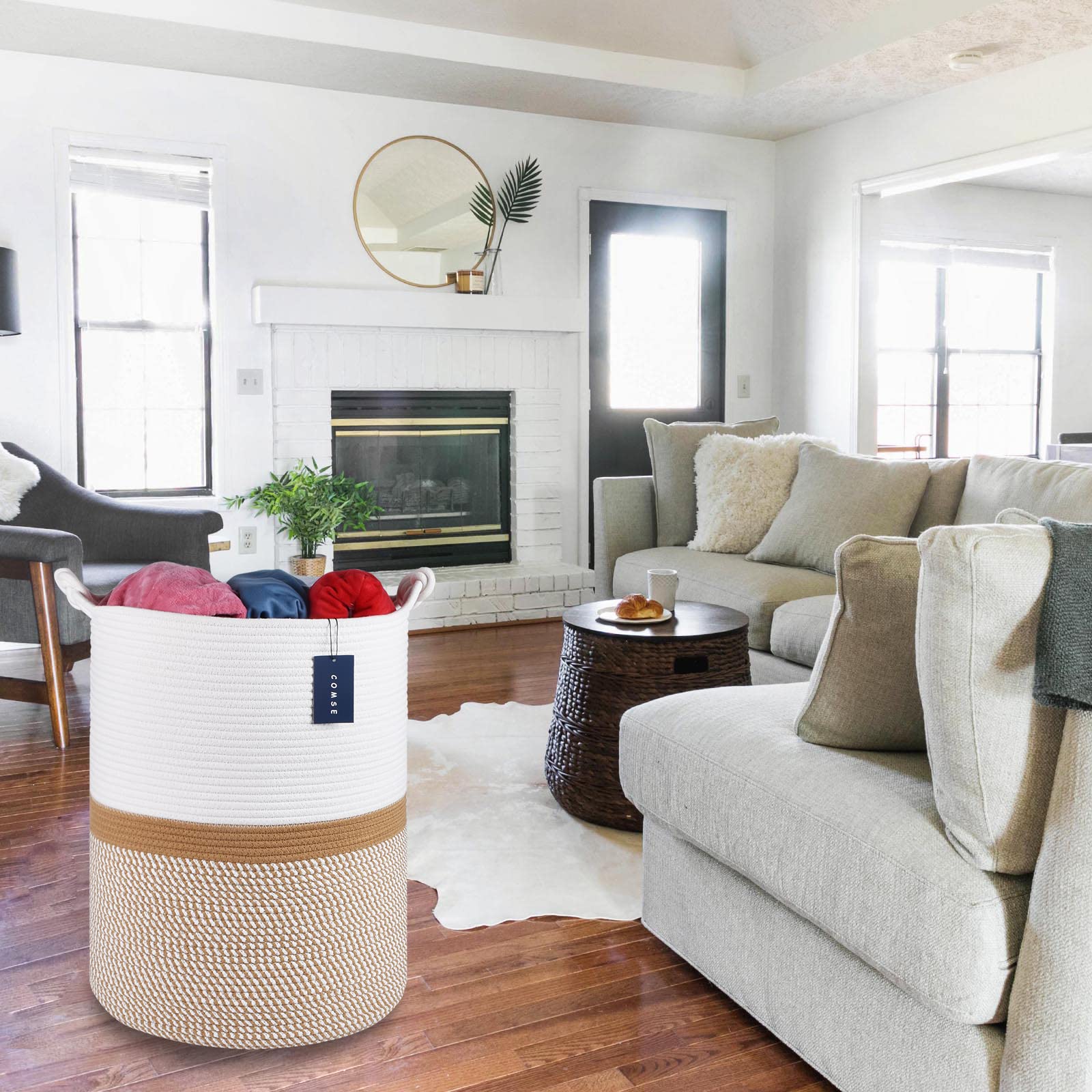 Tall Woven Blanket & Laundry Basket