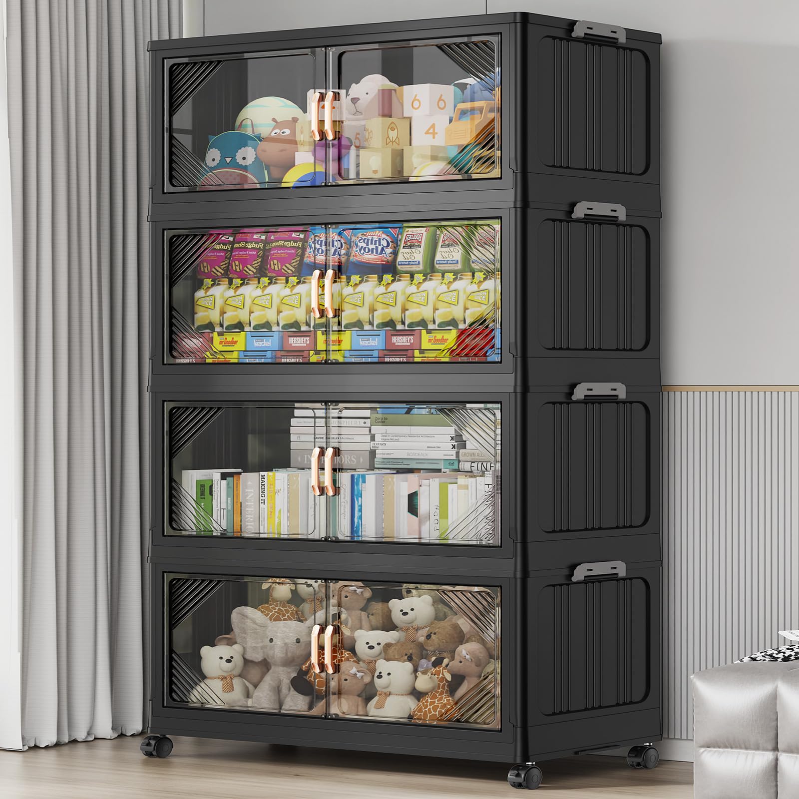 V60 560QT Plastic Stackable Storage Bins with Lid (4 Count)