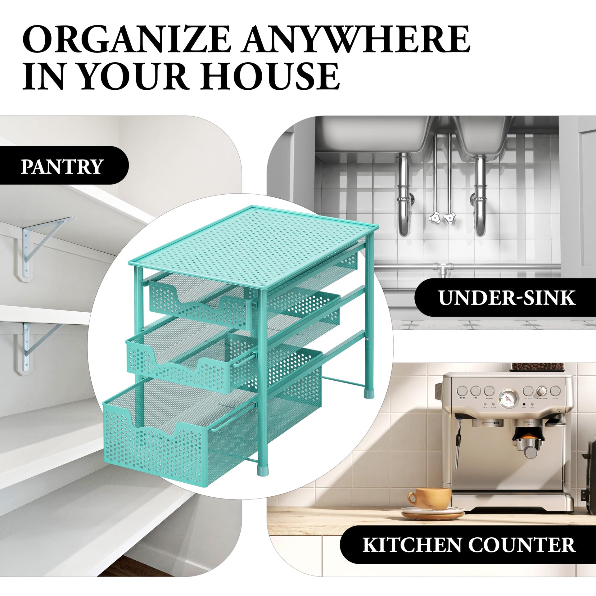 Stackable 3 Tier Slide Basket Organizer Drawer