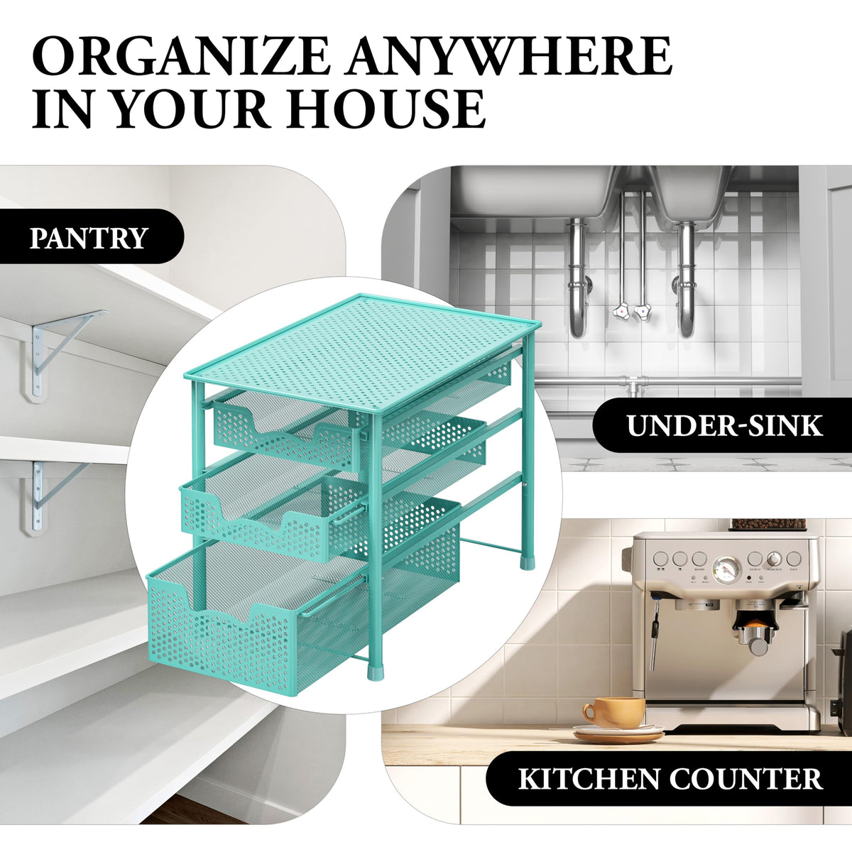 Stackable 3 Tier Slide Basket Organizer Drawer