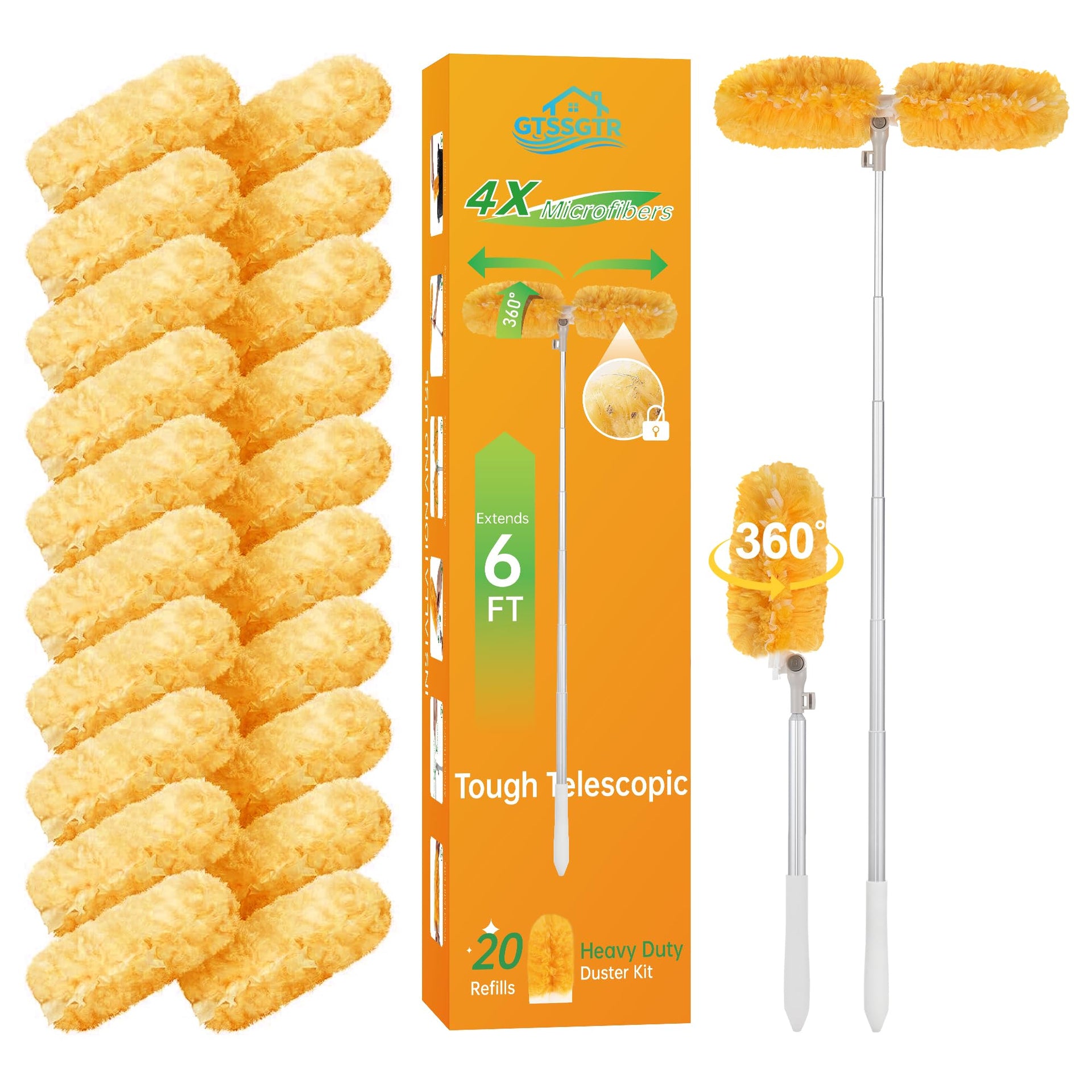 6 ft Extendable Duster Handle with 20 Pcs