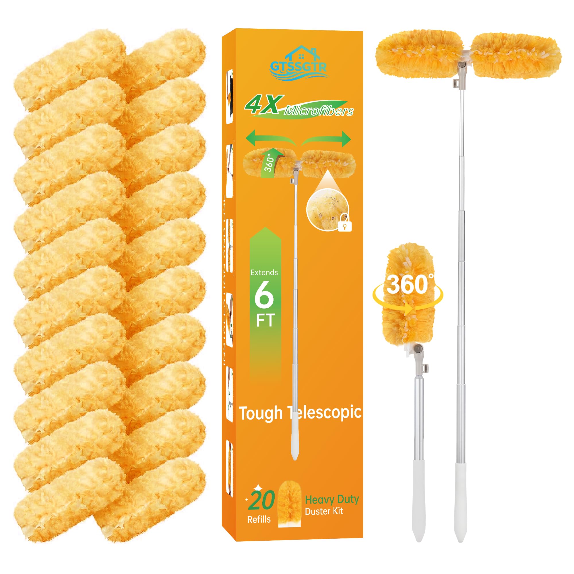 6 ft Extendable Duster Handle with 20 Pcs