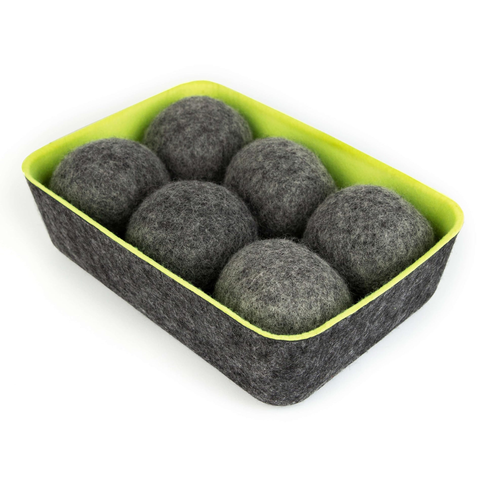 Wool Dryer Balls + Felt Storage Bin (6 Count)