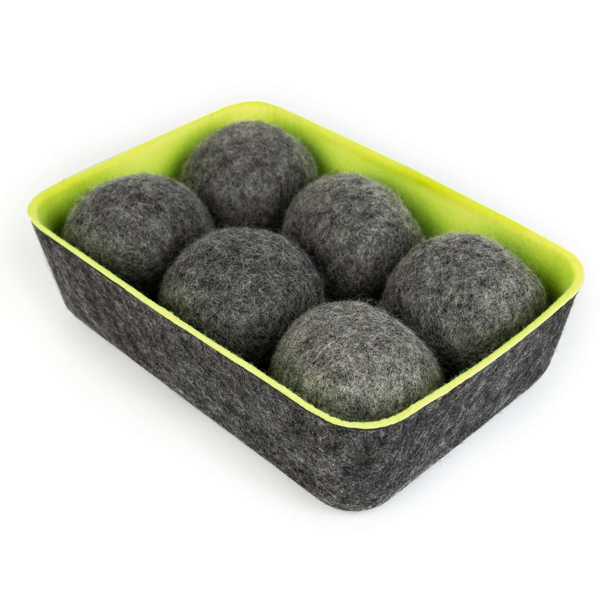 Wool Dryer Balls + Felt Storage Bin (6 Count)