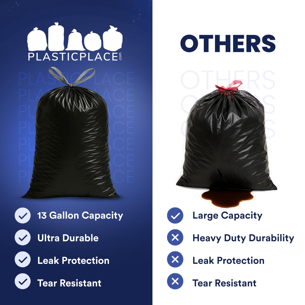 13 gallon Extra Tall Drawstring Kitchen Trash Bags (200 Count)