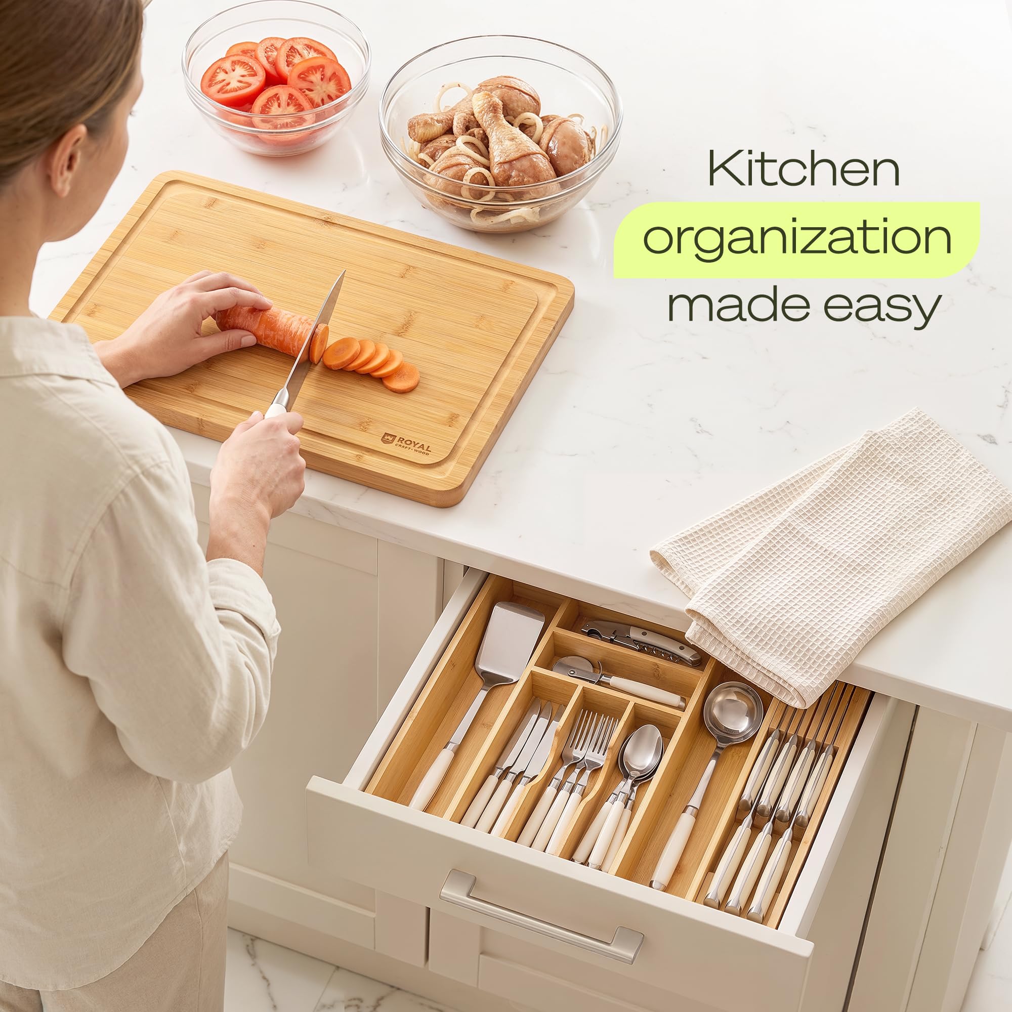 Drawer Organizer for Kitchen Organization