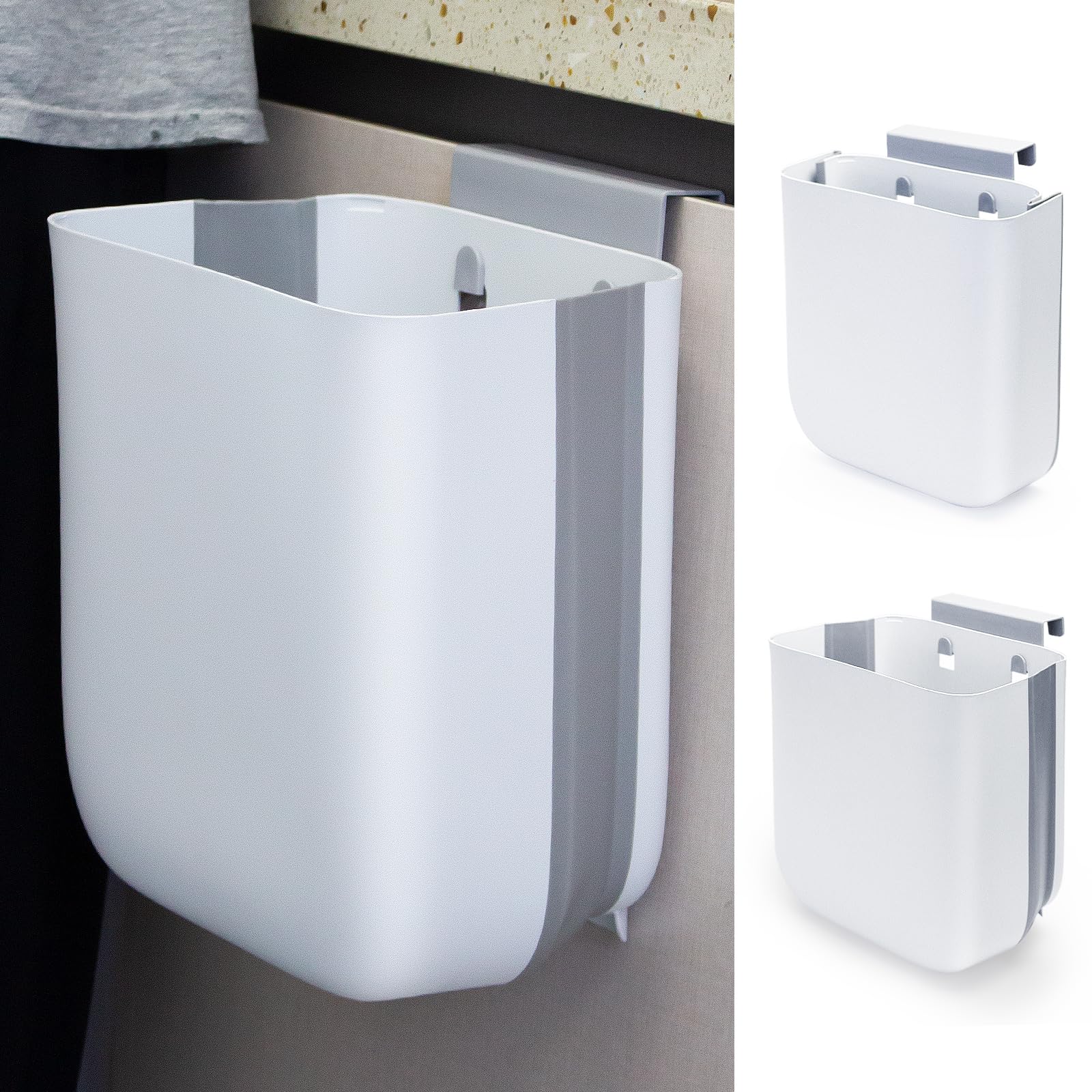 3.2 Gallon Foldable Hanging Trash Can for Cabinet Door