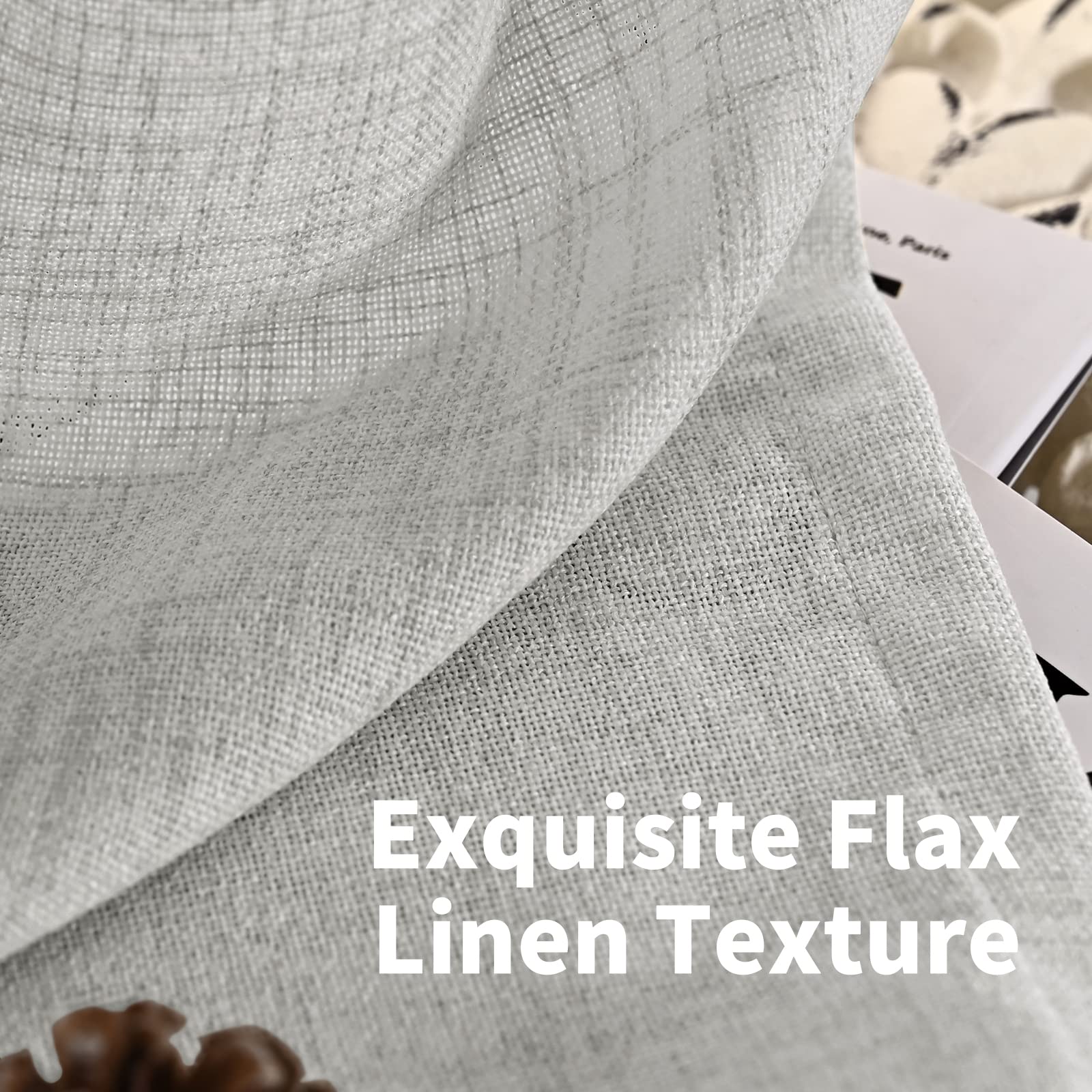 Light Grey Linen Curtains 90 Inch Long for Living Room Rod Pocket Floor Length Window Drapes Light Filtering for Bedroom Dining Privacy (2 Count)