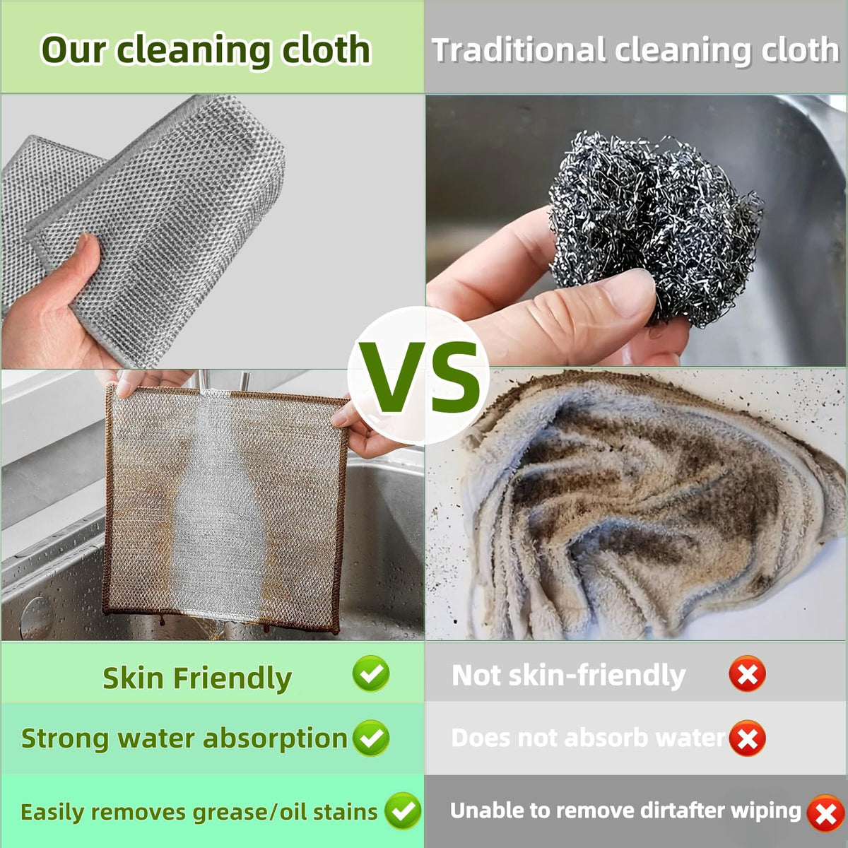 Stainless Steel Scrubber and Cleaning Rags (6 Count)