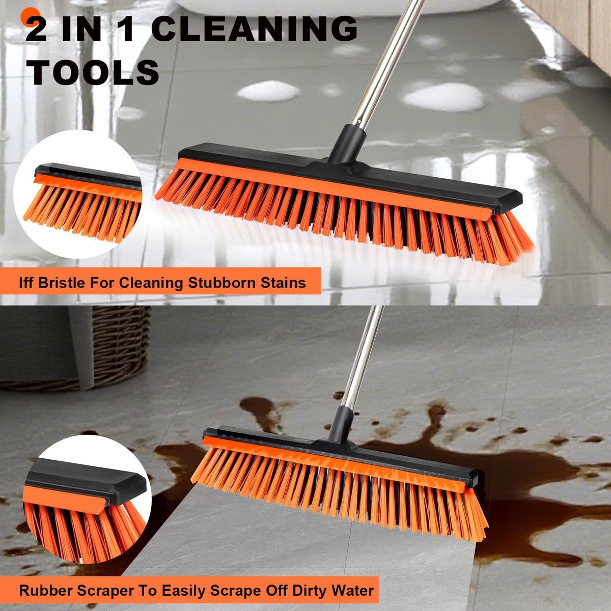 18" Push Broom Outdoor with Rubber Squeegee