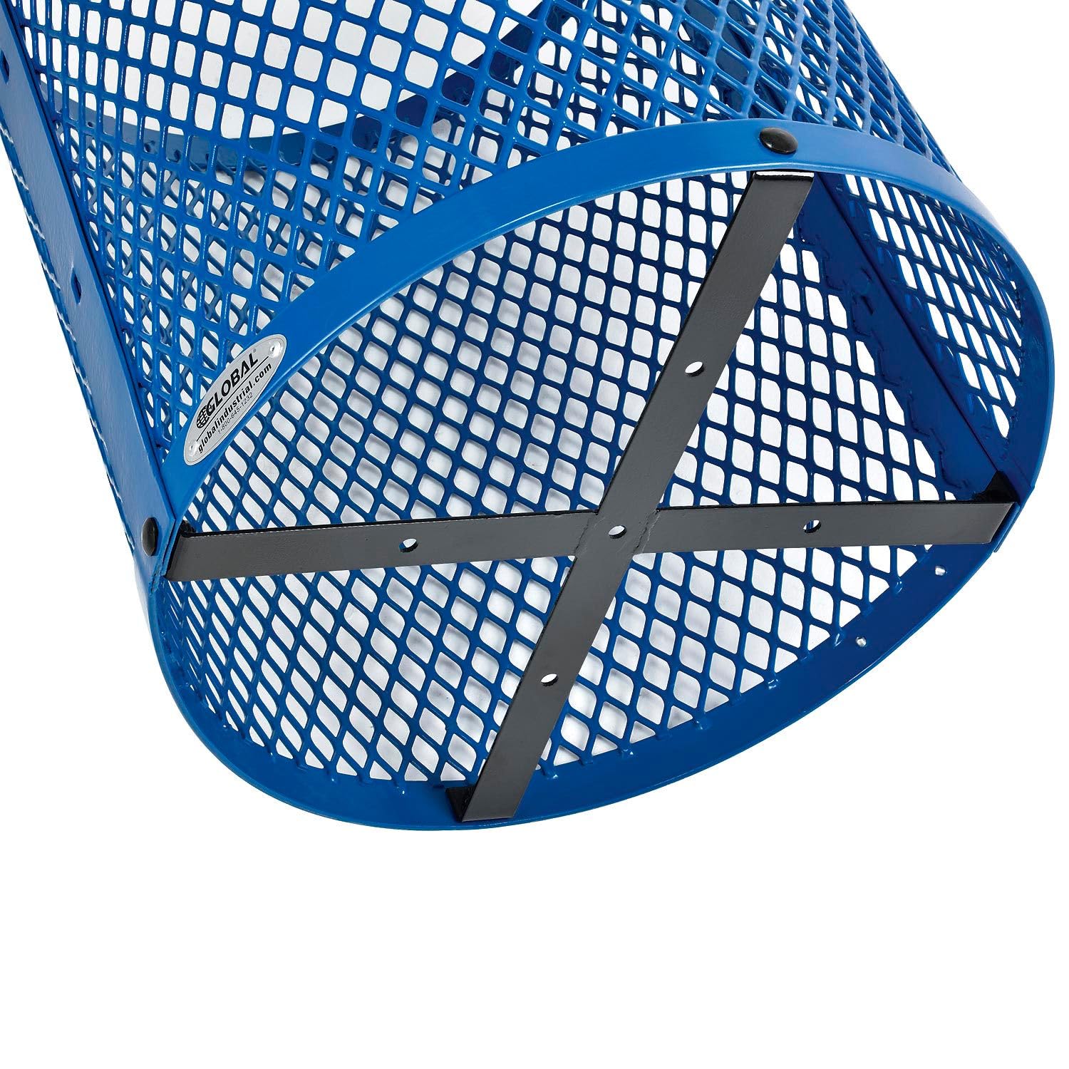 Outdoor Diamond Steel Trash Can with Rain Bonnet Lid