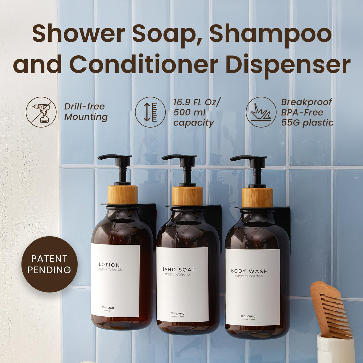 Shampoo and Conditioner Dispenser (3 Count)