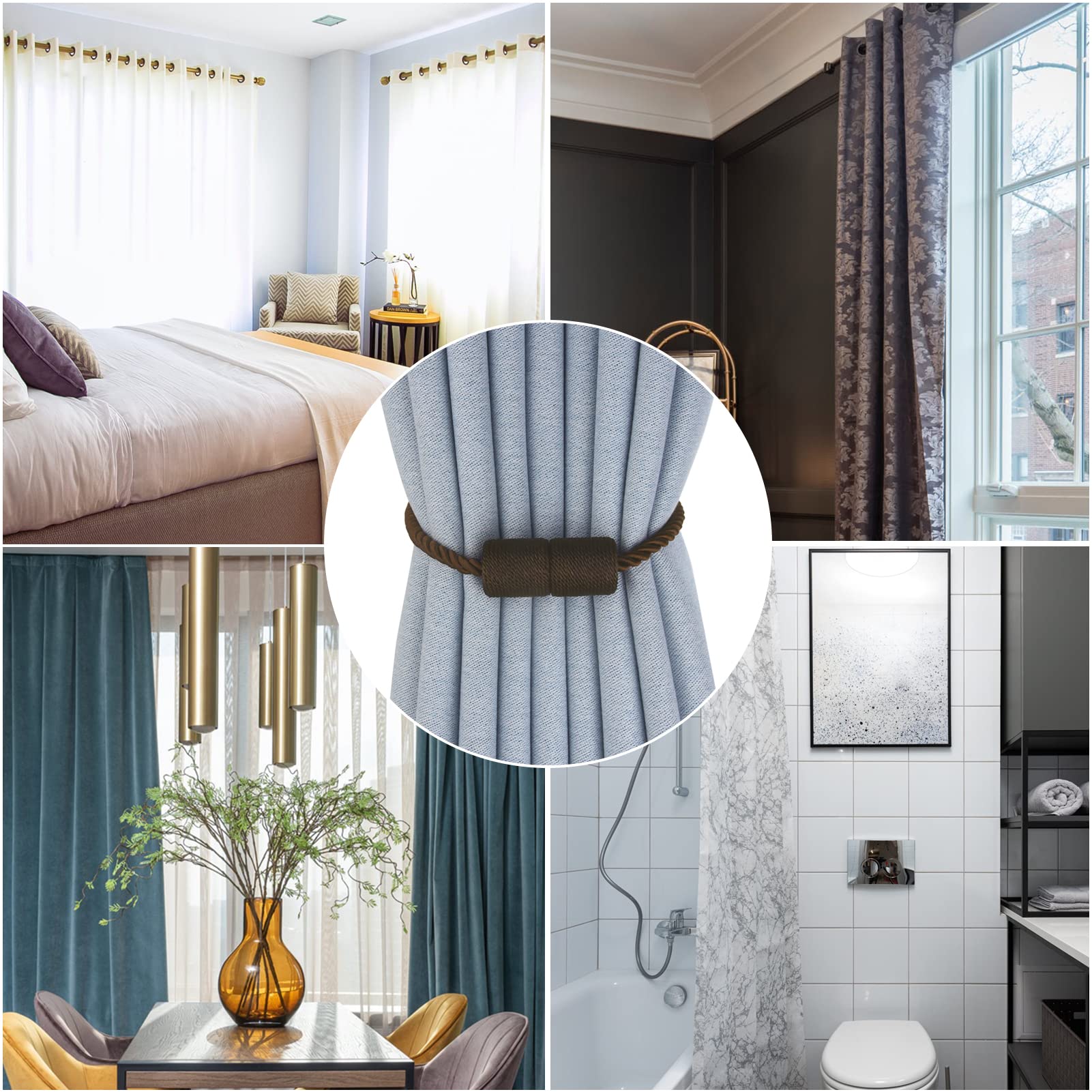Magnetic Curtain Tiebacks Decorative Holdbacks Rope Tie Back Drapes Hangtty