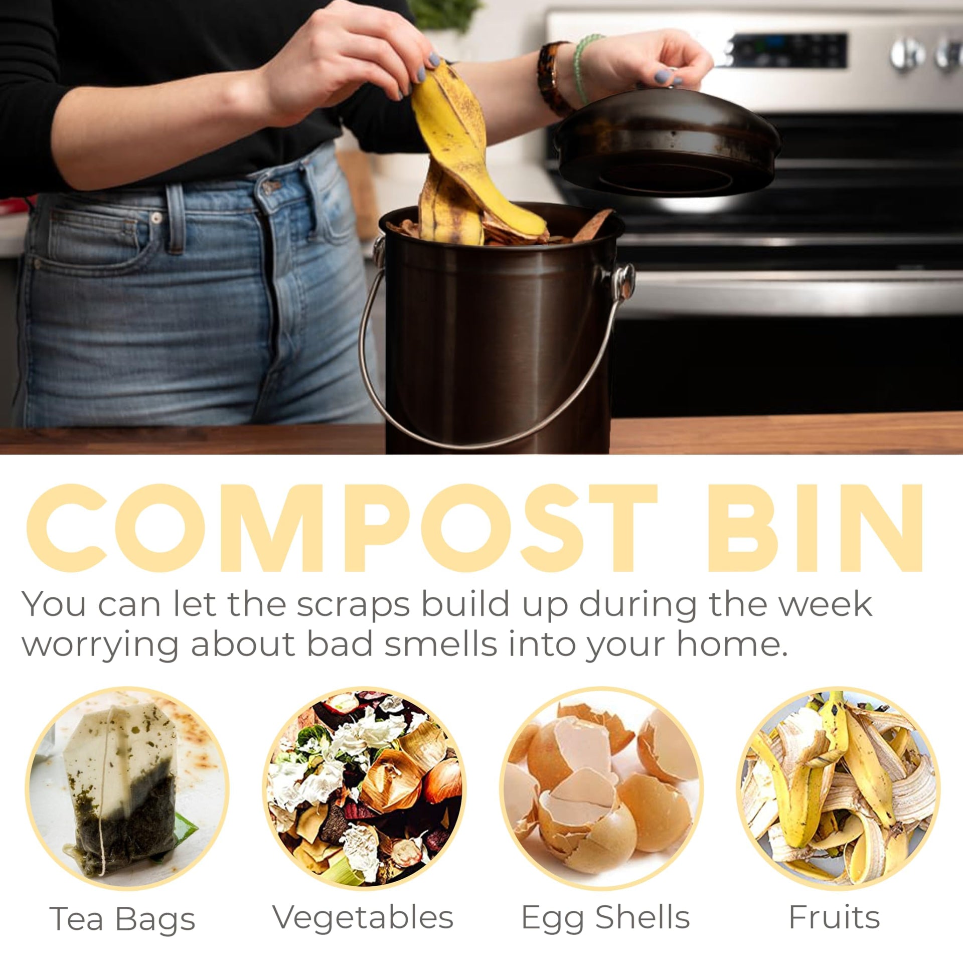 Kitchen Compost Bin for Kicthen Countertops